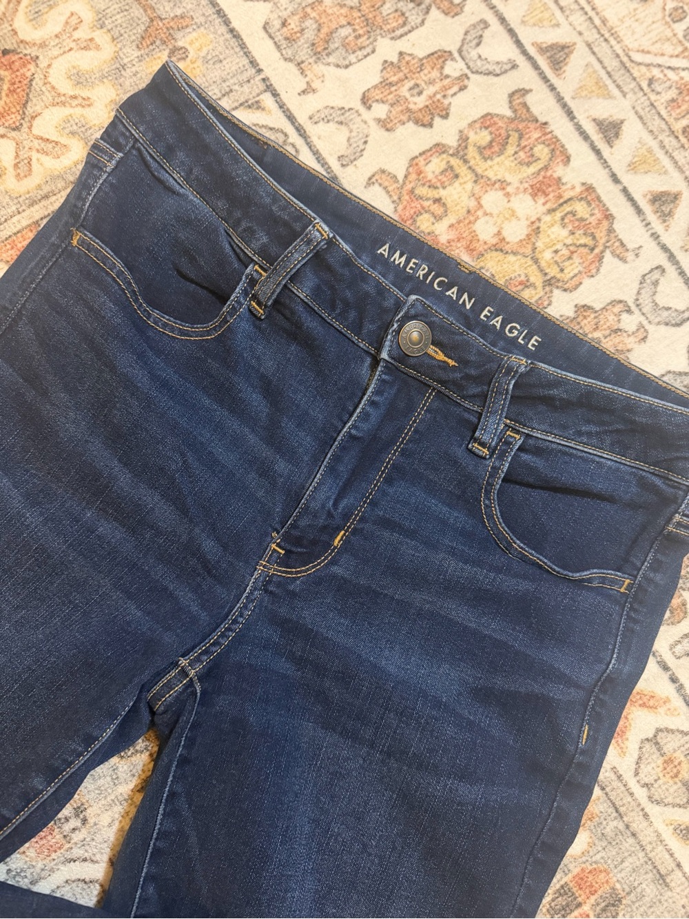 American Eagle Outfitters Women’s Dark Blue High-Rise Jeans
